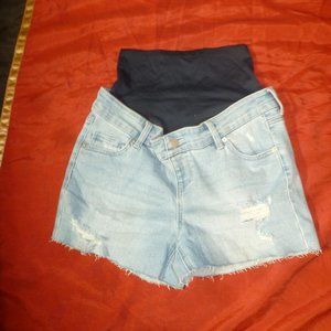 Sexy distracted raw finish Maternity shorts with wide supportive belly Sz S